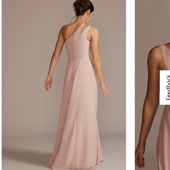 Davids Bridal Chiffon One-shoulder cutout bridesmaid dress - Picture 2 of 5